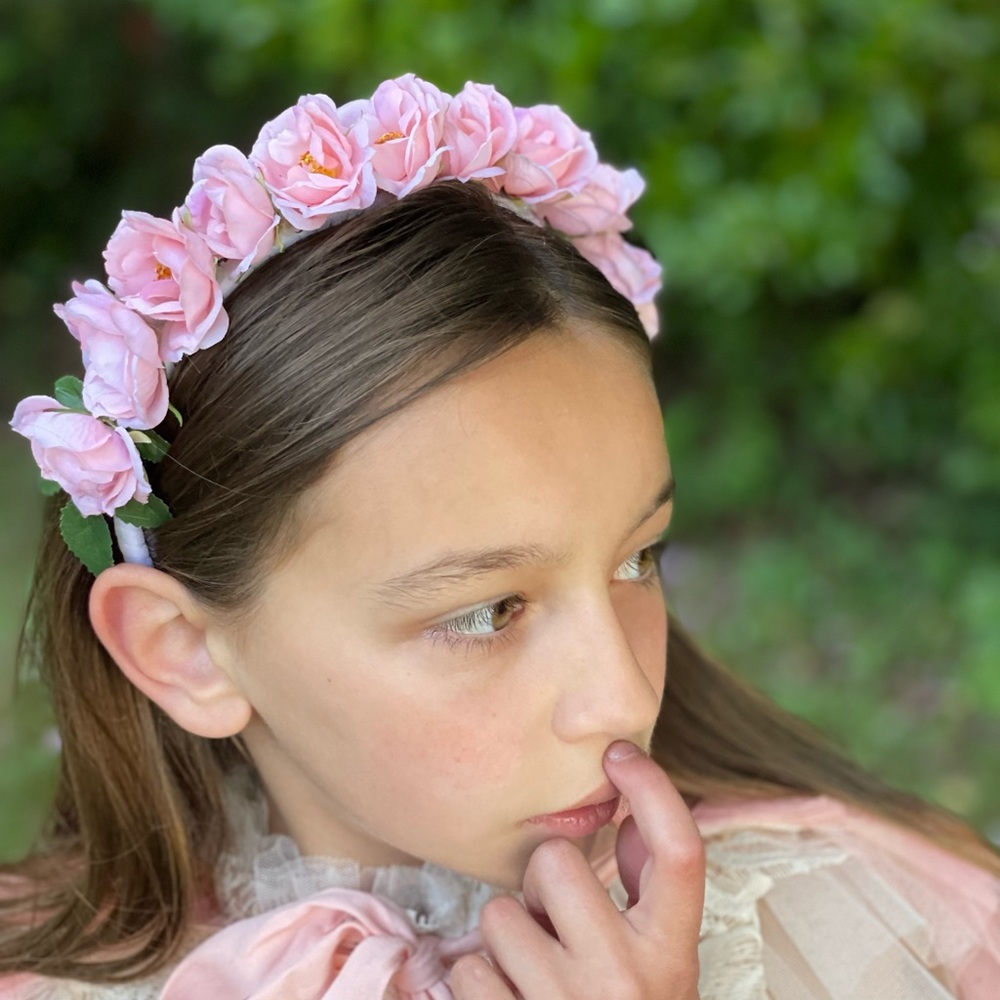 Blush Pink Rose Flower Girl Headband